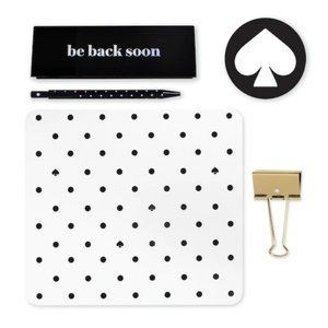 kate spade black spade dot be back soon desk set nwt
